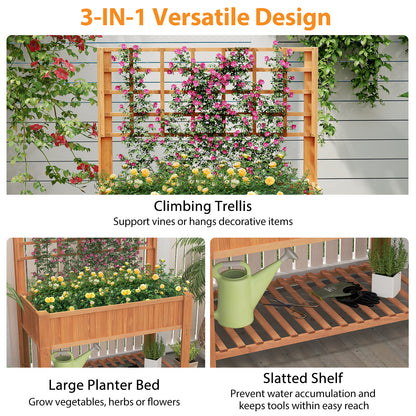 Raised Garden Bed with Trellis Wooden Elevated Planter Box with Legs, Orange Raised Garden Beds at Gallery Canada