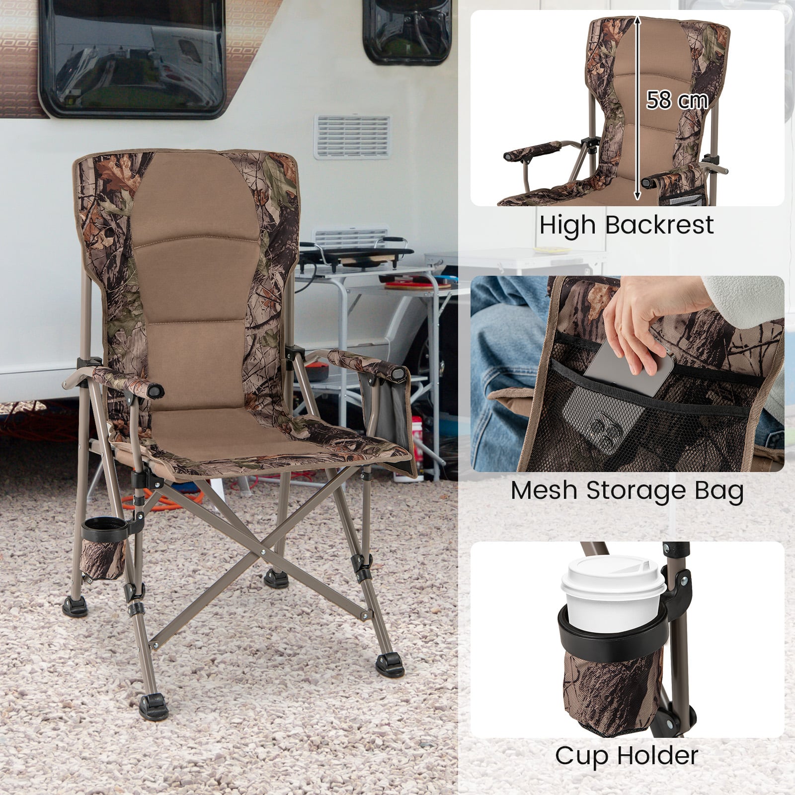 Portable Camping Chair, 400 Lbs, Brown Camping Furniture at Gallery Canada