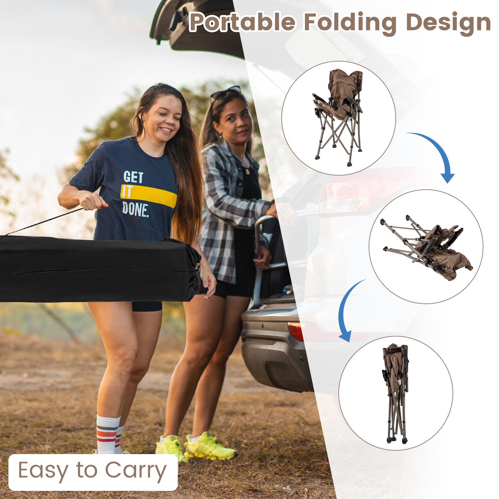 Portable Camping Chair, 400 Lbs, Brown Camping Furniture at Gallery Canada
