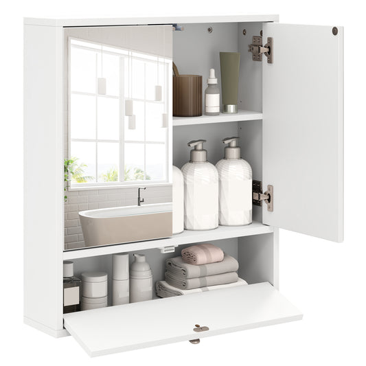 Bathroom Double Mirror Door Wall Mount Storage Wood Cabinet, White Wall Cabinets White at Gallery Canada