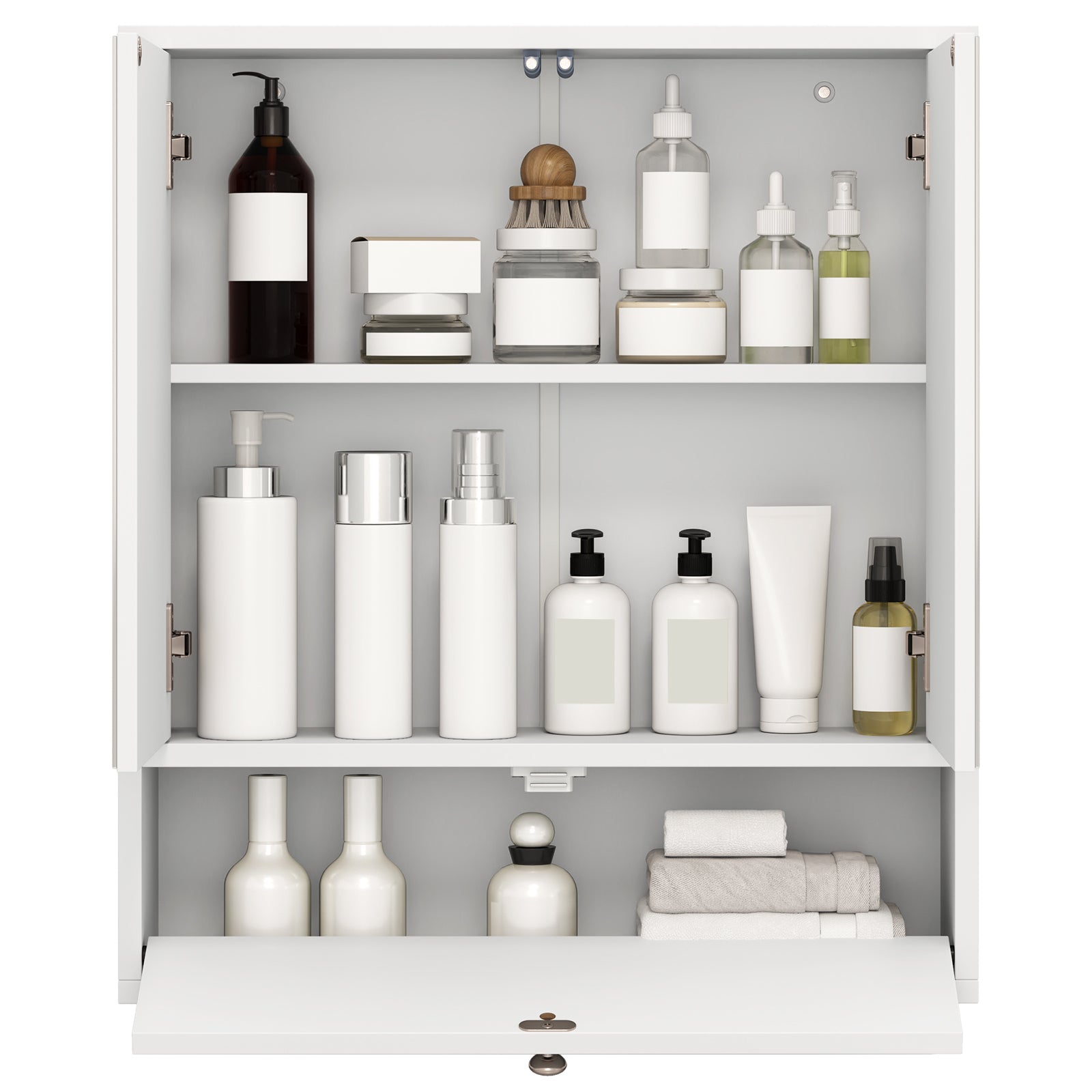 Bathroom Double Mirror Door Wall Mount Storage Wood Cabinet, White Wall Cabinets at Gallery Canada