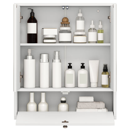 Bathroom Double Mirror Door Wall Mount Storage Wood Cabinet, White Wall Cabinets at Gallery Canada