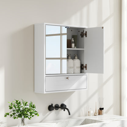 Bathroom Double Mirror Door Wall Mount Storage Wood Cabinet, White Wall Cabinets at Gallery Canada