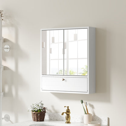 Bathroom Double Mirror Door Wall Mount Storage Wood Cabinet, White Wall Cabinets at Gallery Canada