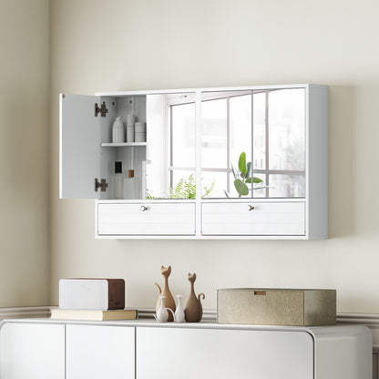 Bathroom Double Mirror Door Wall Mount Storage Wood Cabinet, White Wall Cabinets at Gallery Canada