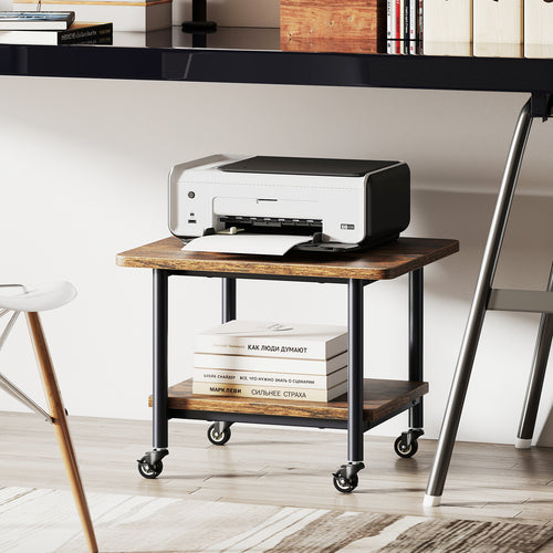 Under Desk Printer Stand with 360° Swivel Casters, Brown