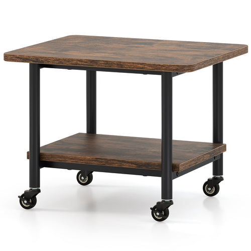 Under Desk Printer Stand, 360° Swivel Casters, Brown