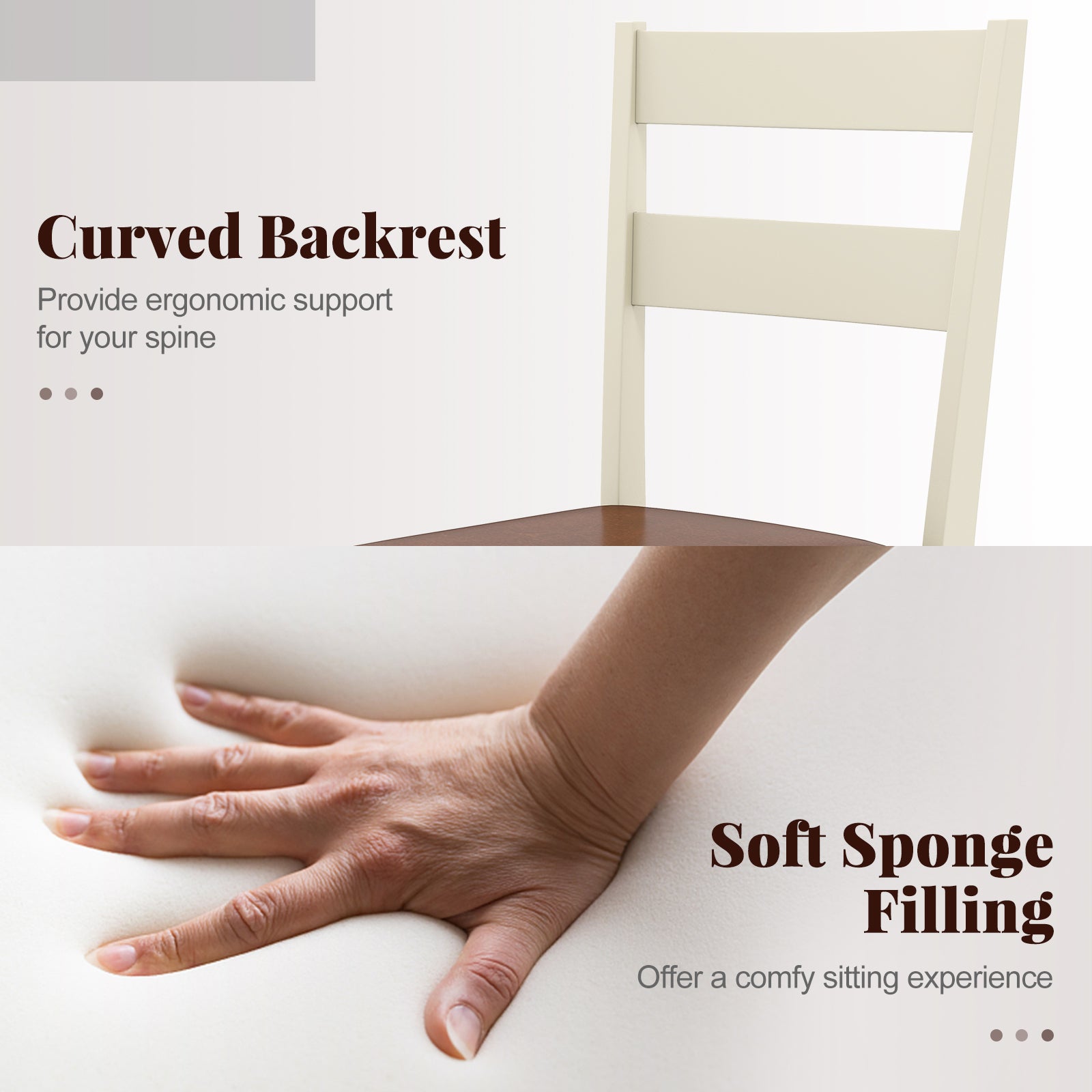 Wooden Dining Chair Set of 2 PU Leather Upholstered Kitchen Armless Chairs, White Dining Chairs at Gallery Canada