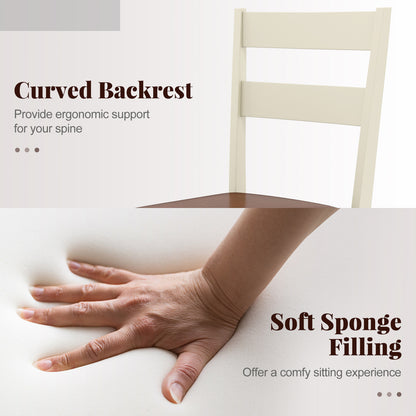 Wooden Dining Chair Set of 2 PU Leather Upholstered Kitchen Armless Chairs, White Dining Chairs at Gallery Canada