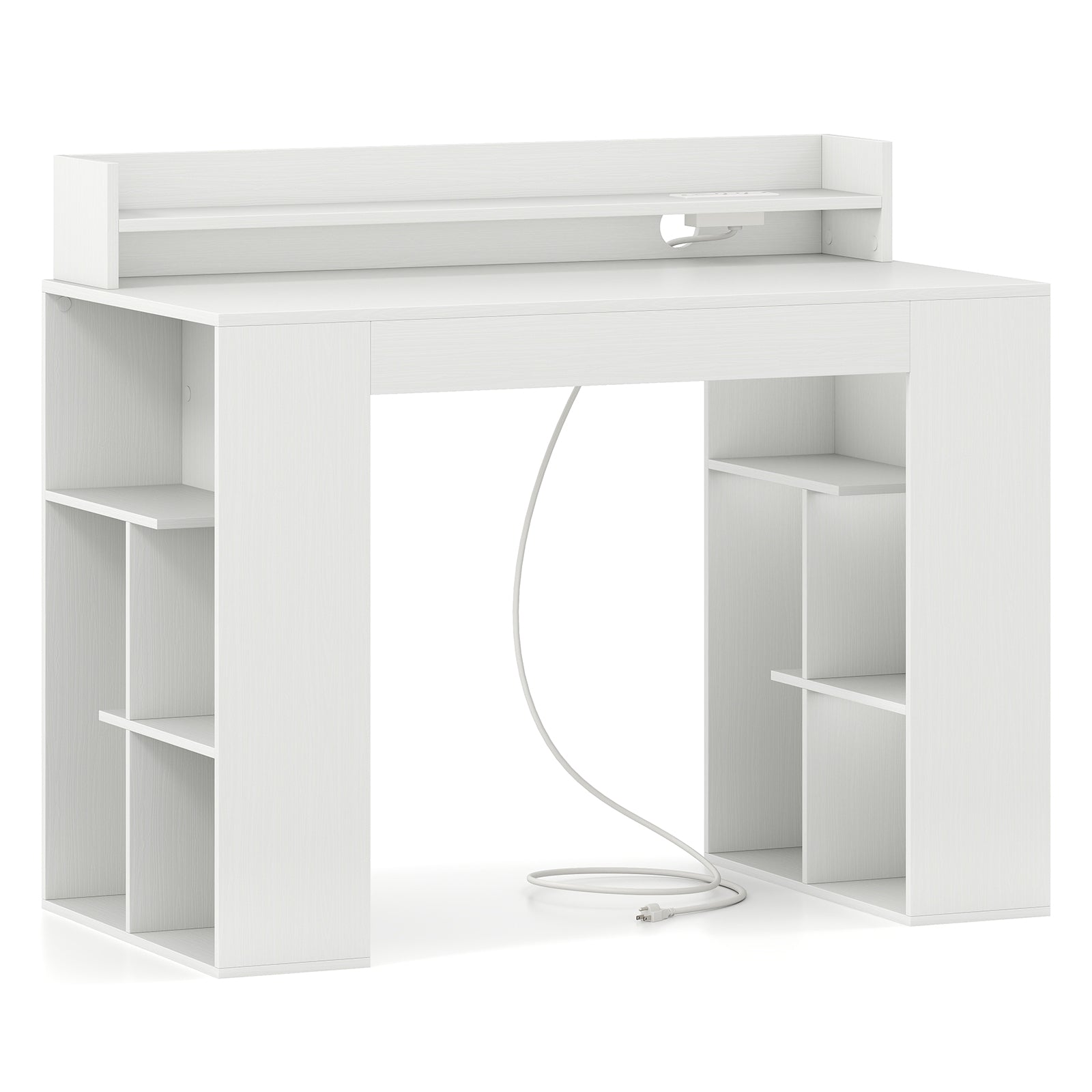 43 Inch Computer Desk with Power Outlets and 2 Bookcases, White Computer Desks at Gallery Canada