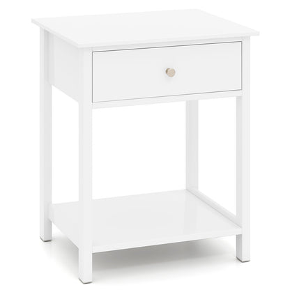 Wooden Storage Shelf With Drawer, White Nightstands White at Gallery Canada