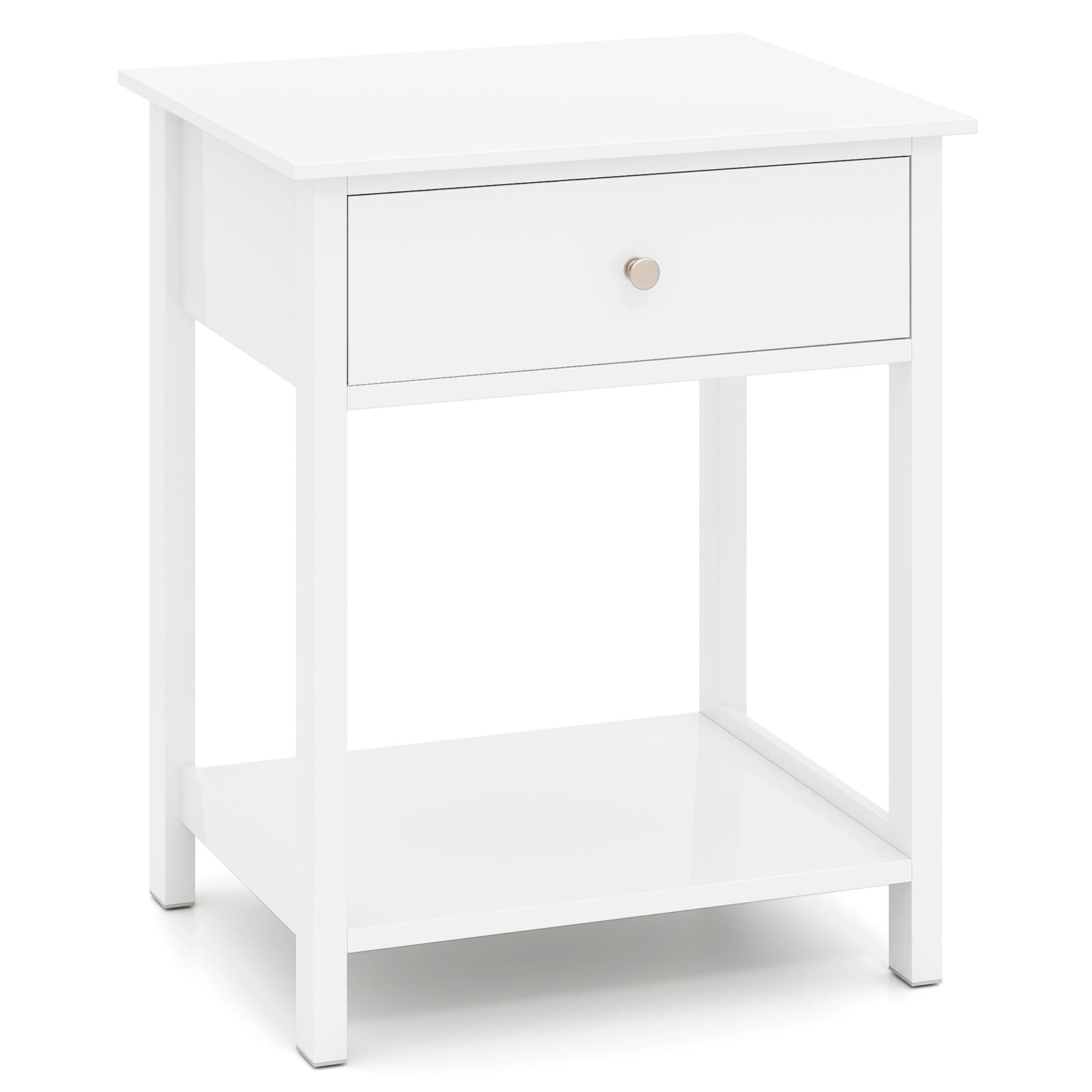 Wooden Storage Shelf With Drawer, White Nightstands at Gallery Canada