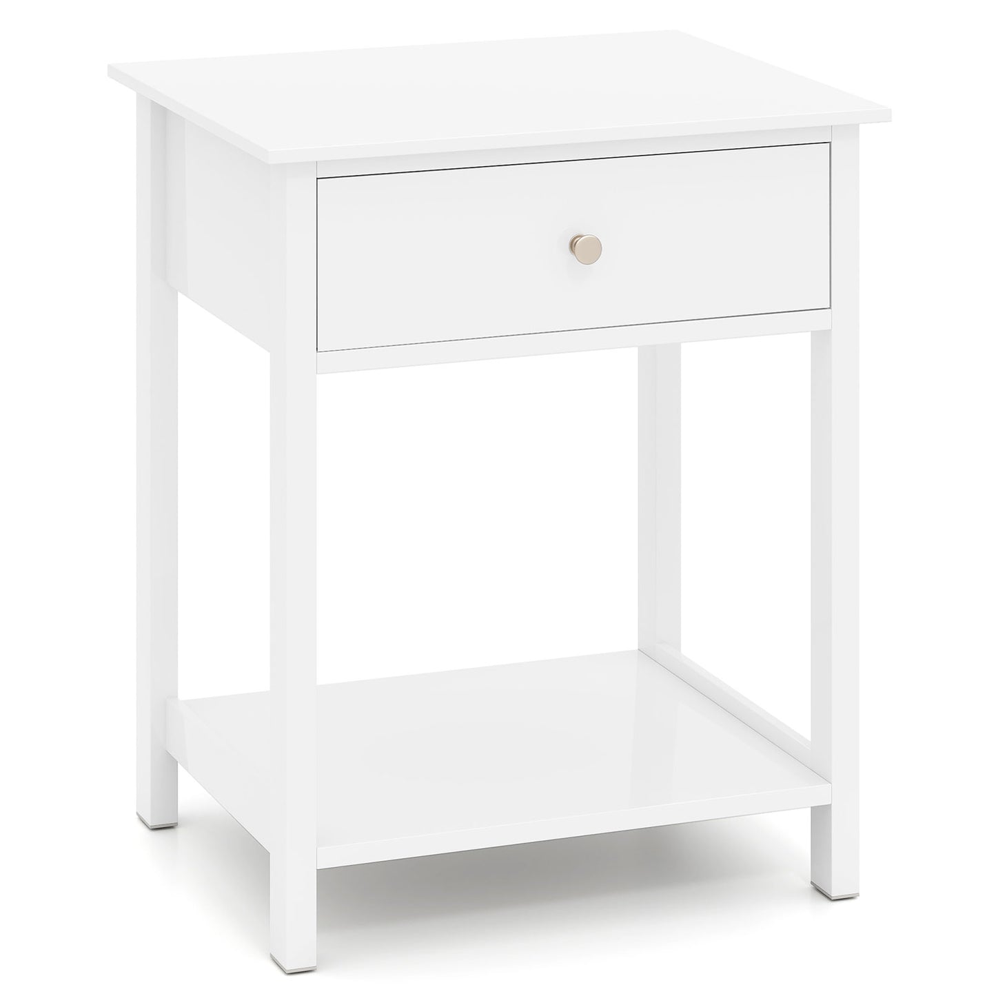 Wooden Storage Shelf With Drawer, White Nightstands at Gallery Canada