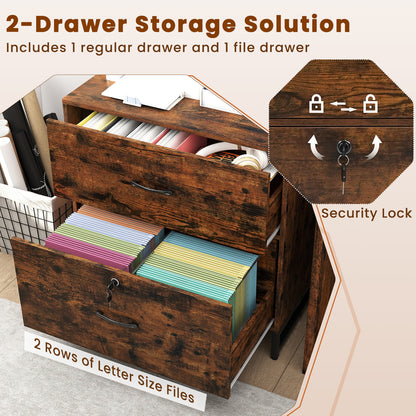 Letter Size Lateral File Cabinet With Lock, Bookshelf, Rustic Brown File Cabinets at Gallery Canada