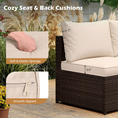 8 Piece Patio Furniture Set with Storage Box and Tempered Glass Coffee Table, Beige Patio Conversation Sets at Gallery Canada