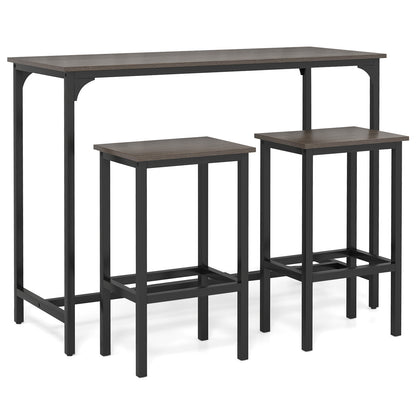 Industrial 3-Piece 47.5" Counter-Height Dining Table and 2 Bar Stools, Gray Dining Room Sets at Gallery Canada