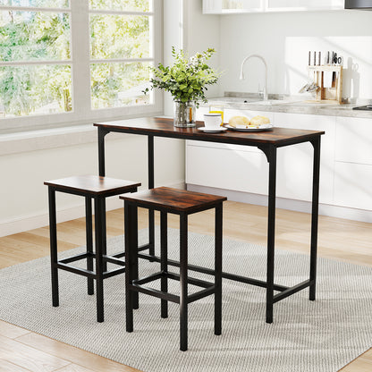 Industrial 3-Piece 47.5" Counter-Height Dining Table and 2 Bar Stools, Coffee Dining Room Sets at Gallery Canada