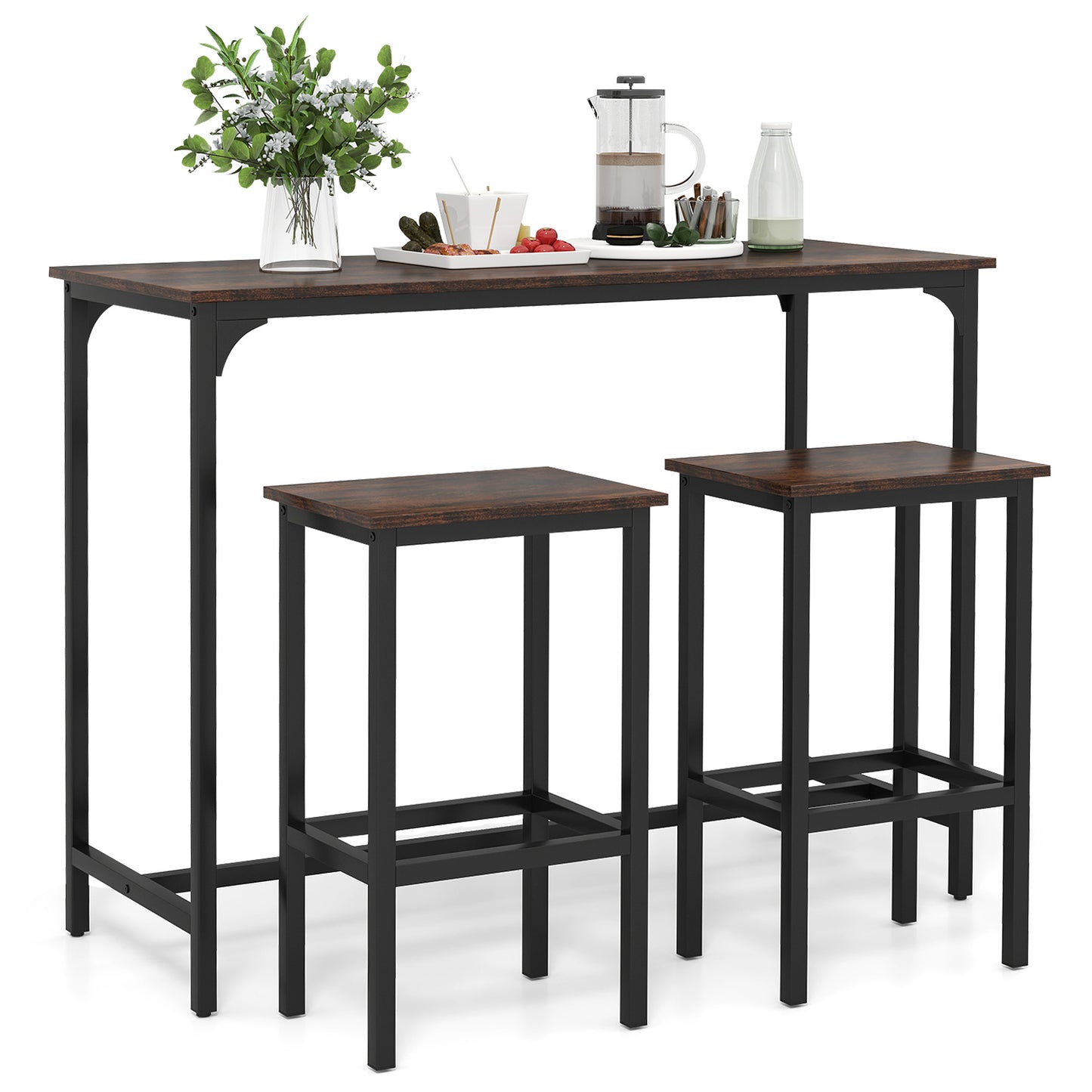 Industrial 3-Piece 47.5" Counter-Height Dining Table and 2 Bar Stools, Coffee Dining Room Sets at Gallery Canada