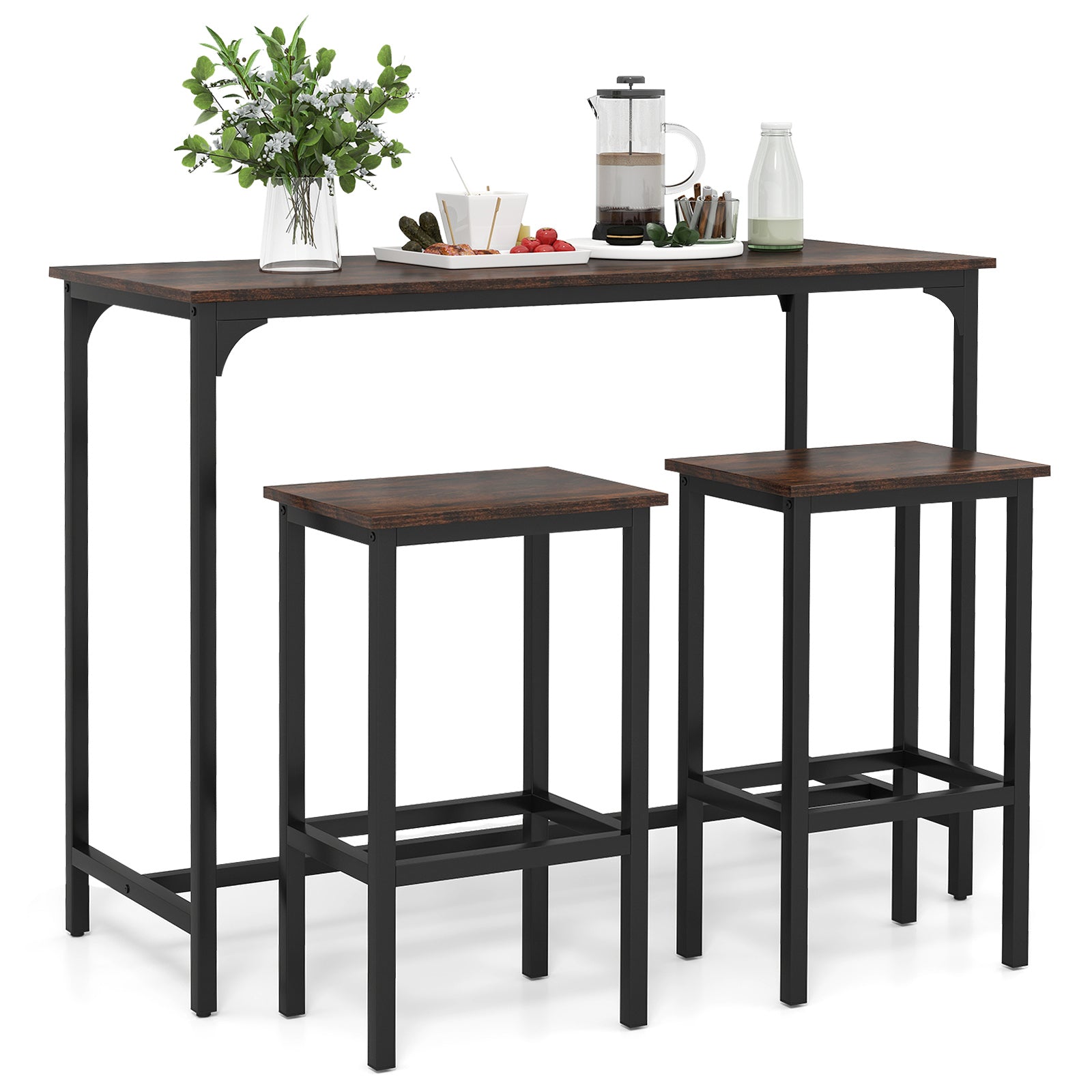 Industrial 3-Piece 47.5" Counter-Height Dining Table and 2 Bar Stools, Coffee Dining Room Sets at Gallery Canada