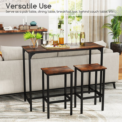 Industrial 3-Piece 47.5" Counter-Height Dining Table and 2 Bar Stools, Coffee Dining Room Sets at Gallery Canada