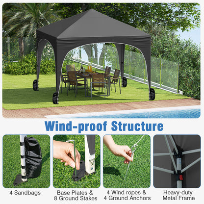 10 X 10 FT Pop up Canopy Tent with 4 Removable Sidewall, Gray Canopies at Gallery Canada