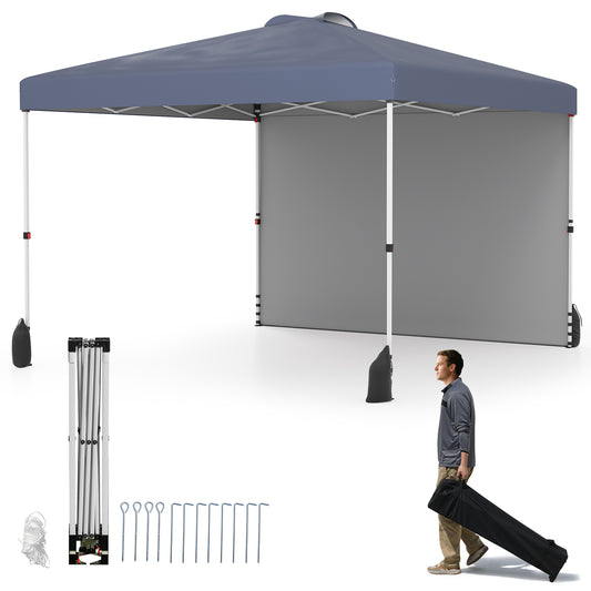 10 X 10 FT Pop Up Canopy Tent, With Sidewall And Wheeled Bag, Gray
