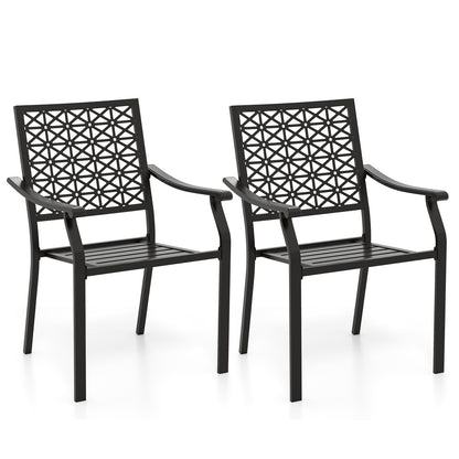 Set of 2 Patio Dining Chairs with Curved Armrests and Reinforced Steel Frame, Black Patio Dining Chairs at Gallery Canada