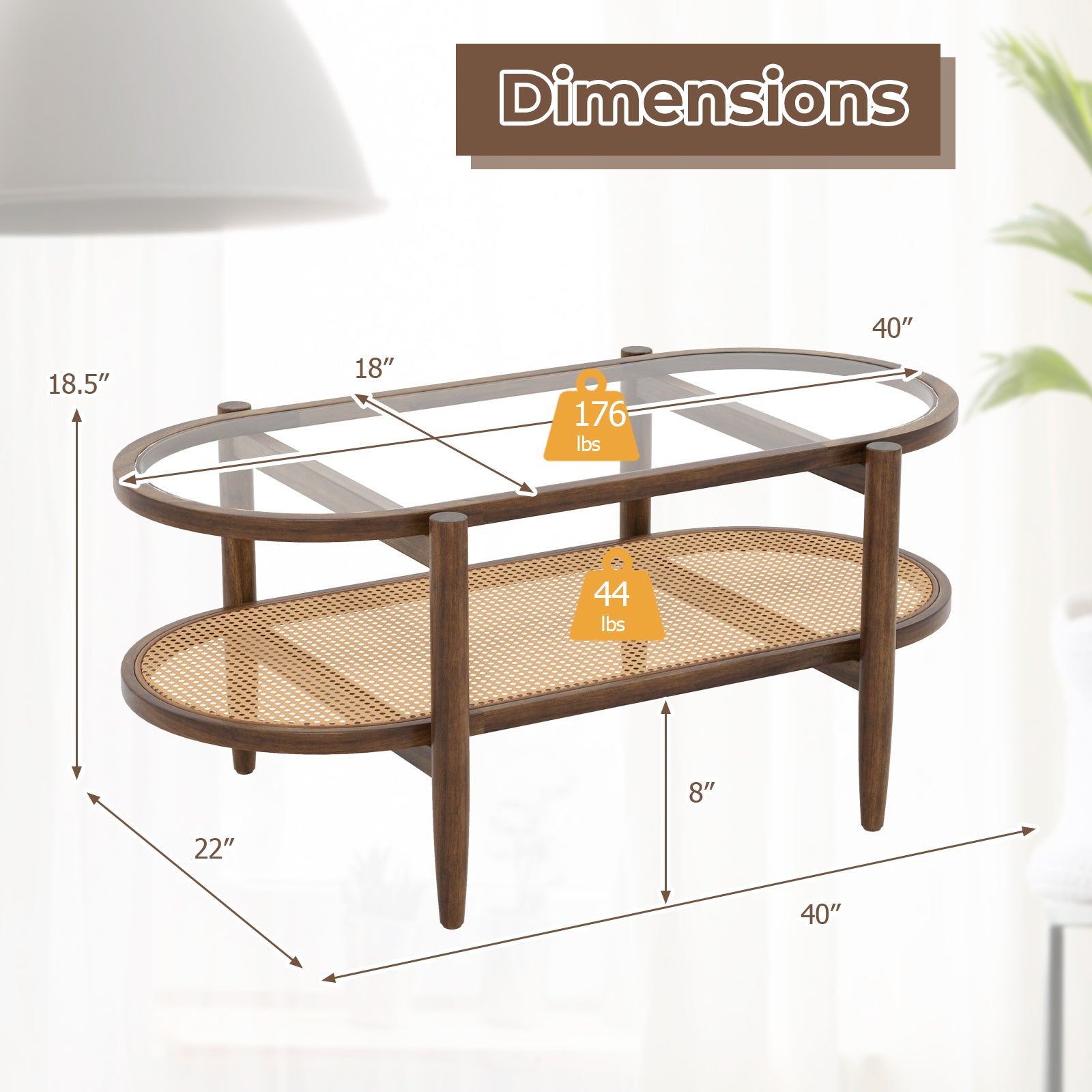 2-Tier Coffee Table with Tempered Glass Tabletop and Acacia Wood Frame, Brown Coffee Tables at Gallery Canada