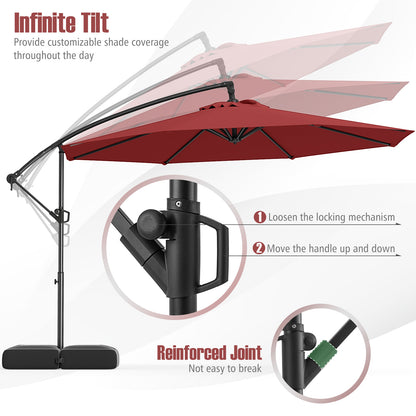 10 Feet Offset Patio Umbrella With Tilt, Red Outdoor Umbrellas at Gallery Canada