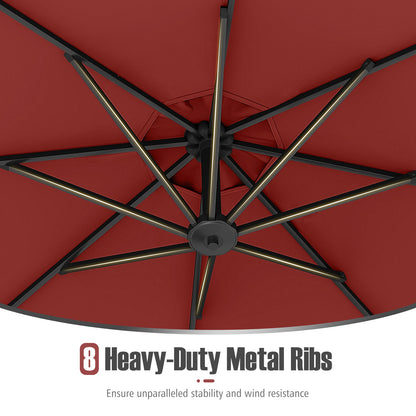 10 Feet Offset Patio Umbrella With Tilt, Red Outdoor Umbrellas at Gallery Canada