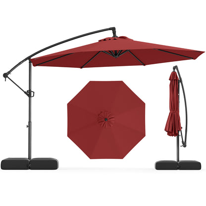 10 Feet Offset Patio Umbrella With Tilt, Red Outdoor Umbrellas at Gallery Canada