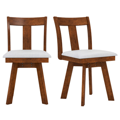 Set of 2 Swivel Dining Room Chairs with Rubber Wood Frame, Walnut Dining Chairs at Gallery Canada
