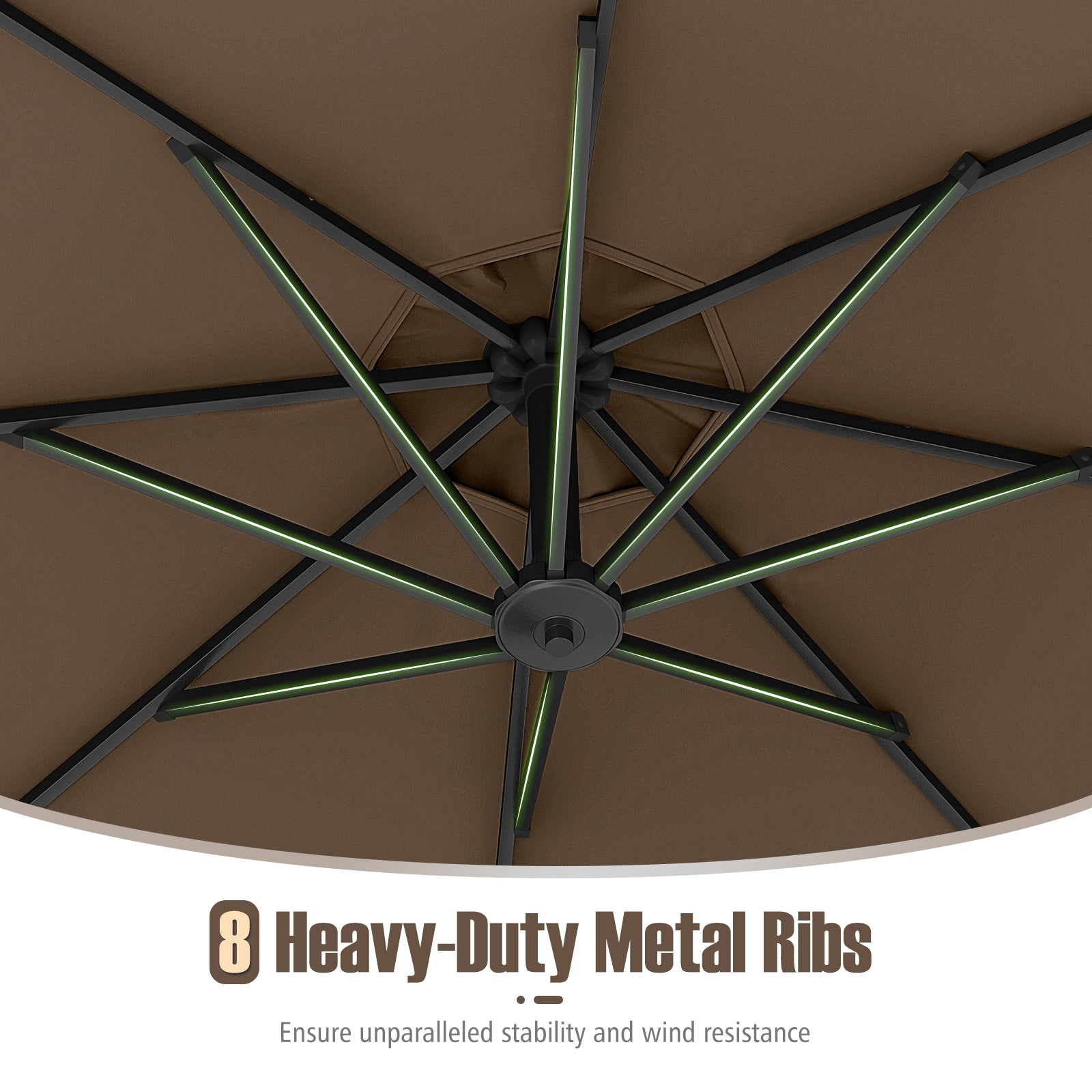 10 Feet Offset Hanging Umbrella with Base Patio Cantilever Umbrella with Tilt, Taupe Outdoor Umbrellas at Gallery Canada