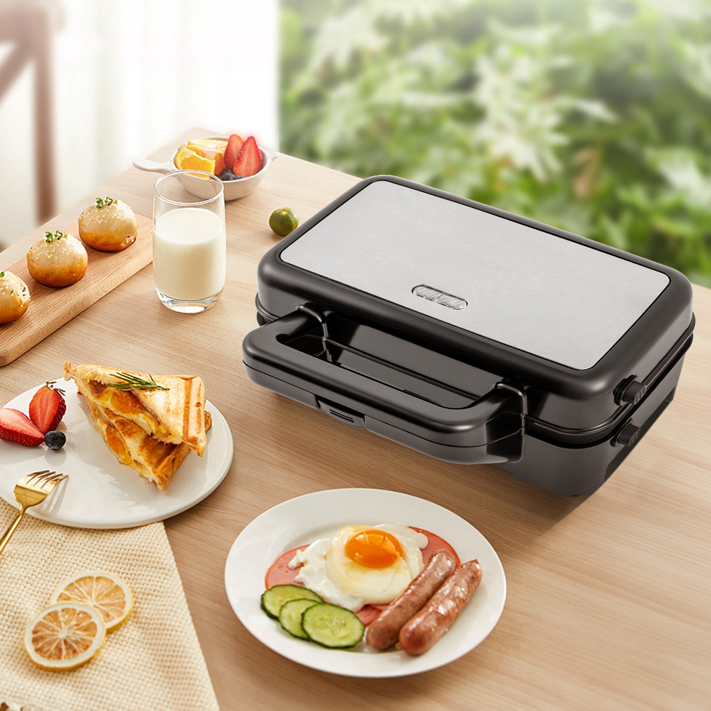3-in-1 1082W Sandwich Maker with Removable Non-Stick Plates, Black Small Appliances at Gallery Canada