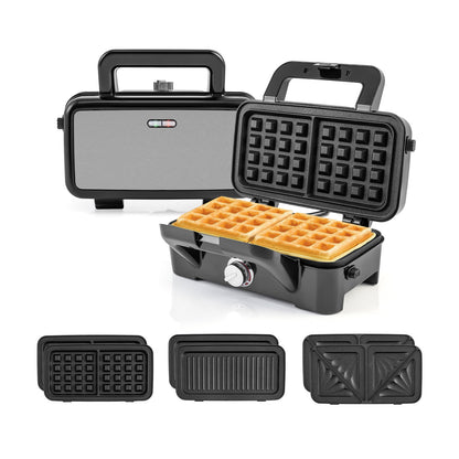 3-In-1 1082W Sandwich Maker, Removable Non-Stick Plates, Black Small Appliances at Gallery Canada