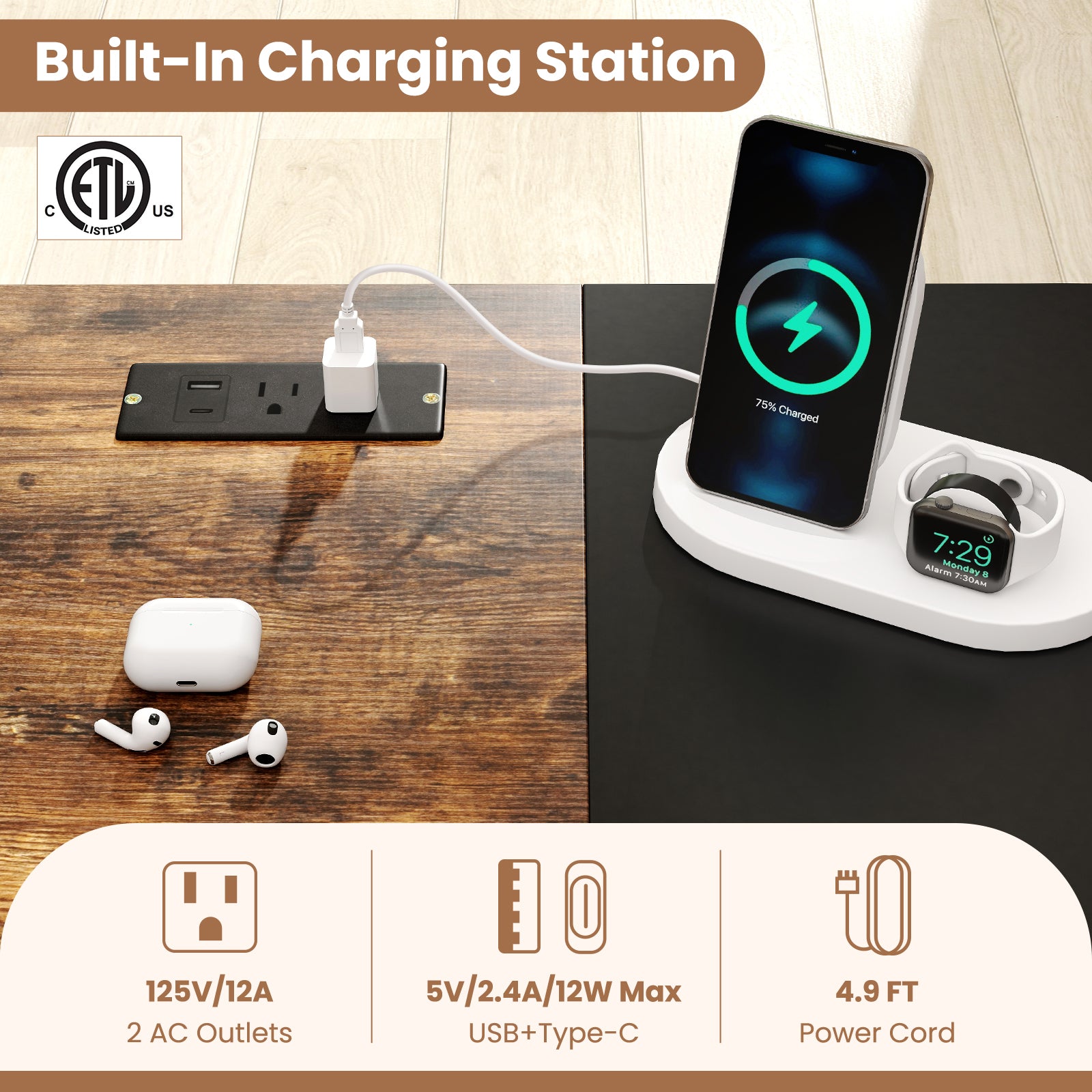 59 Inch Home Office Computer Desk with Removable Storage Shelves, Rustic Brown Computer Desks at Gallery Canada