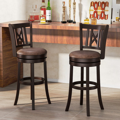 Swivel Bar Stools Set Of 2, 30 Inches, With Footrest And Hollowed Backrest Bar Stools at Gallery Canada