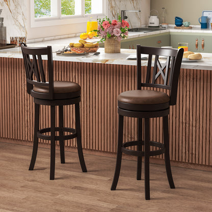 Swivel Bar Stools Set Of 2, 30 Inches, With Footrest And Hollowed Backrest Bar Stools at Gallery Canada