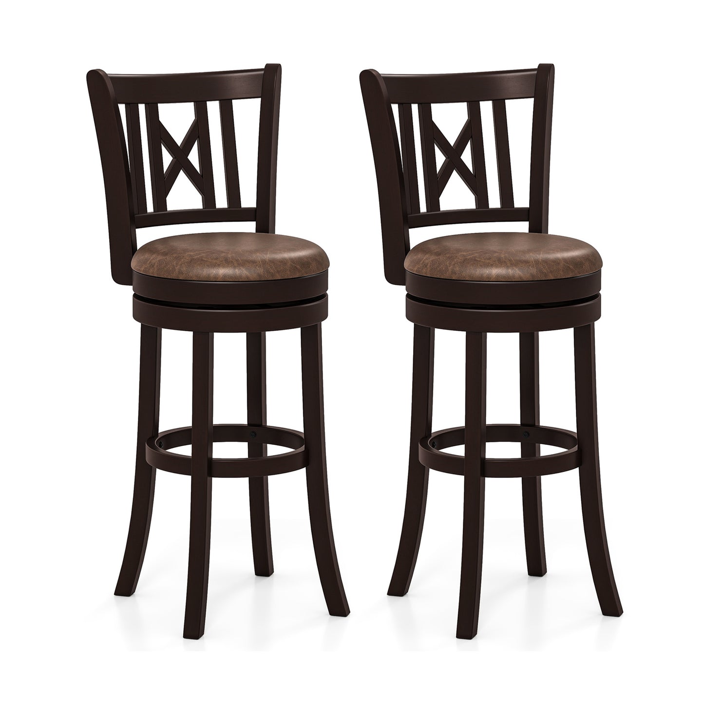 Swivel Bar Stools Set Of 2, 30 Inches, With Footrest And Hollowed Backrest Bar Stools at Gallery Canada