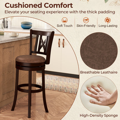 Swivel Bar Stools Set Of 2, 30 Inches, With Footrest And Hollowed Backrest Bar Stools at Gallery Canada