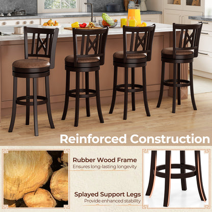 Swivel Bar Stools Set Of 2, 30 Inches, With Footrest And Hollowed Backrest Bar Stools at Gallery Canada