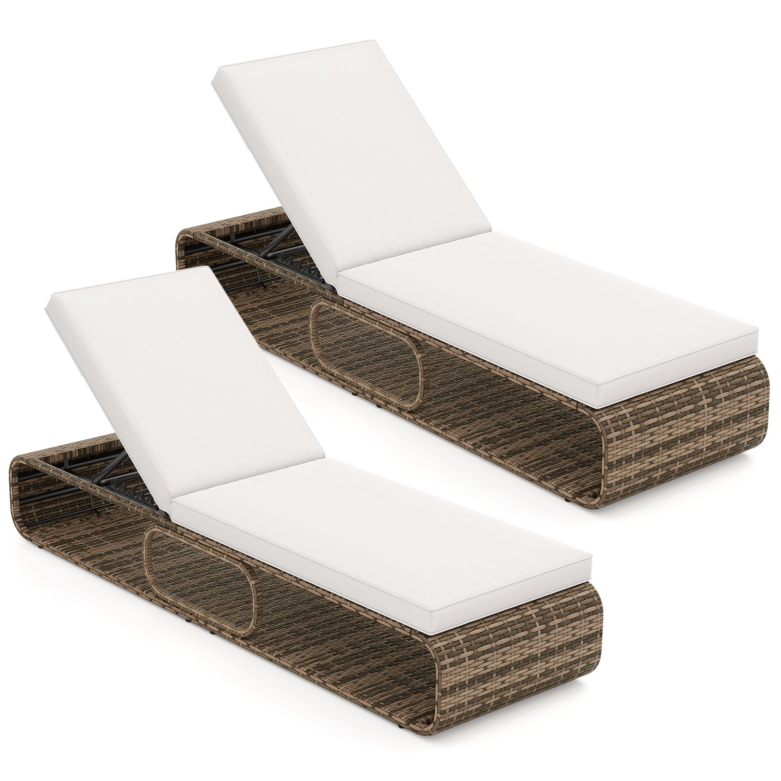 7-Position Adjustable PE Rattan Outdoor Chaise Lounge Chair, White Outdoor Chaise Lounges at Gallery Canada