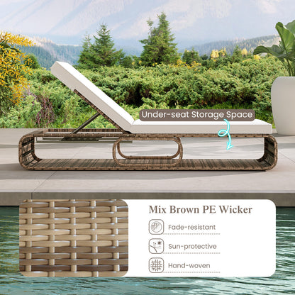 7-Position Adjustable PE Rattan Outdoor Chaise Lounge Chair, White Outdoor Chaise Lounges at Gallery Canada