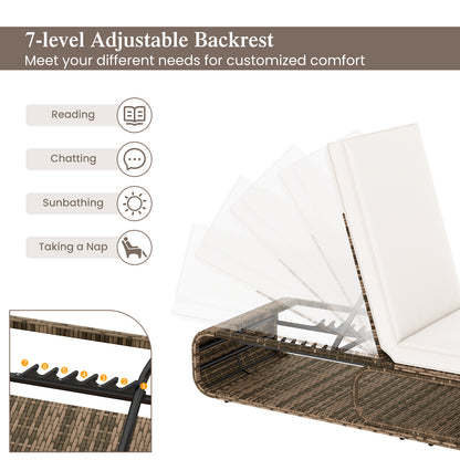 7-Position Adjustable PE Rattan Outdoor Chaise Lounge Chair, White Outdoor Chaise Lounges at Gallery Canada