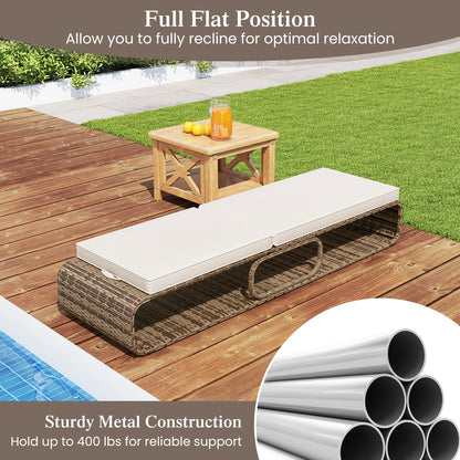 7-Position Adjustable PE Rattan Outdoor Chaise Lounge Chair, White Outdoor Chaise Lounges at Gallery Canada