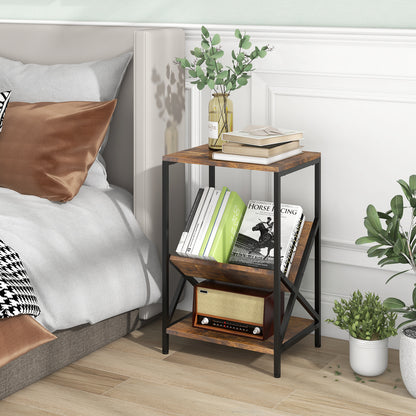 3-Tier Industrial Side Table, V-Shaped Bookshelf, Rustic Brown End & Side Tables at Gallery Canada