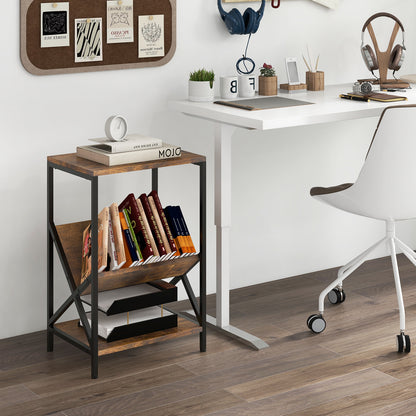 3-Tier Industrial Side Table, V-Shaped Bookshelf, Rustic Brown End & Side Tables at Gallery Canada