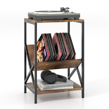 3-Tier Industrial Side Table, V-Shaped Bookshelf, Rustic Brown End & Side Tables at Gallery Canada