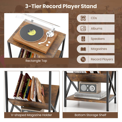3-Tier Industrial Side Table, V-Shaped Bookshelf, Rustic Brown End & Side Tables at Gallery Canada