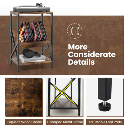 3-Tier Industrial Side Table, V-Shaped Bookshelf, Rustic Brown End & Side Tables at Gallery Canada